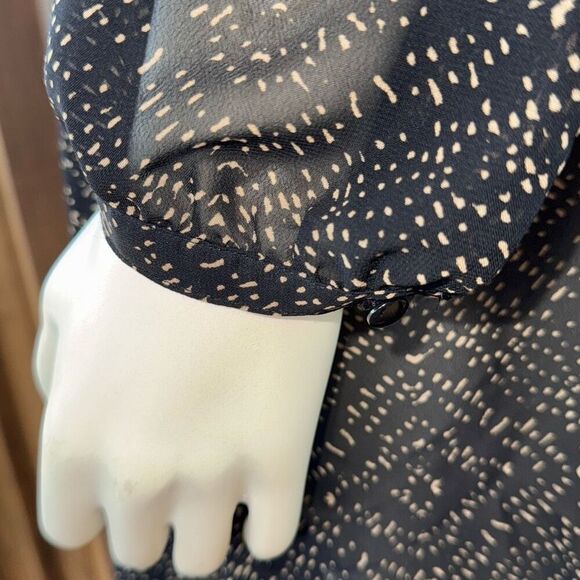 Lauren Ralph Lauren Woman's Black & Tan Semi Sheer Chiffon Pattern Dress Size 10 - Picture 7 of 14